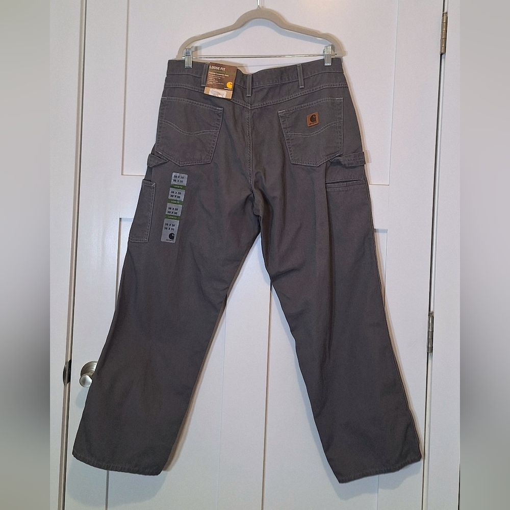 Carhartt NEW Canvas Loose Fit Straight Leg Carpenter Pants Gray B159 38x30
